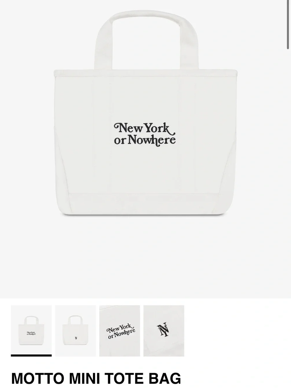 Motto Mini Tote Bag - White New York Script